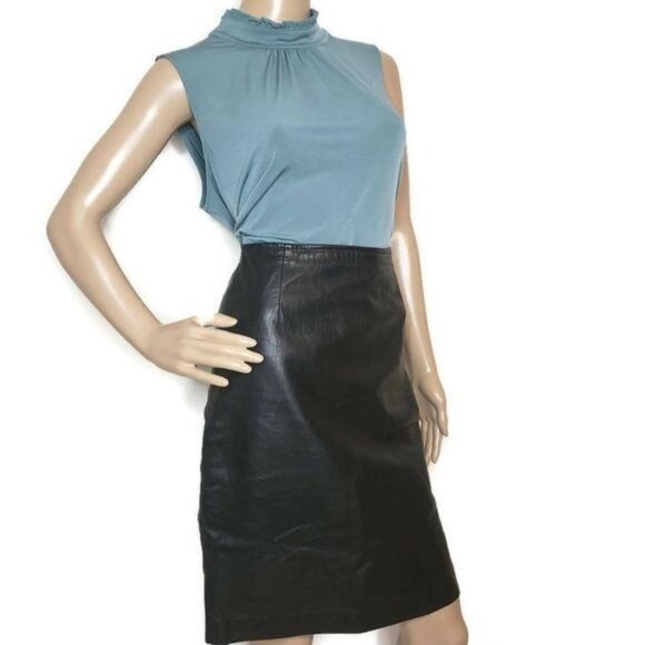 Karl Lagerfeld Paris NWT Womens Blue Sleeveless High-Neck Ruched Blouse L - Picture 8 of 10